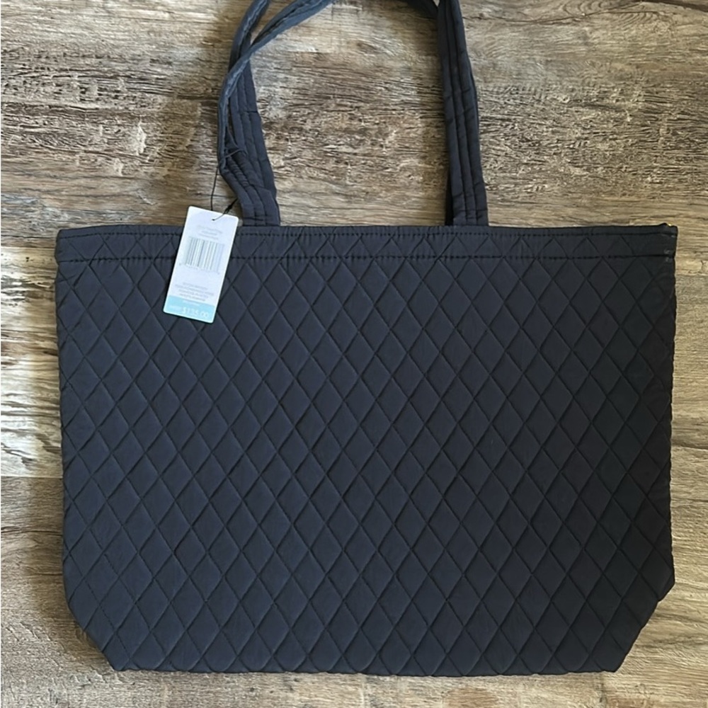 NWT Vera Bradley Elegant Black Quilted Tote Bag LARGE